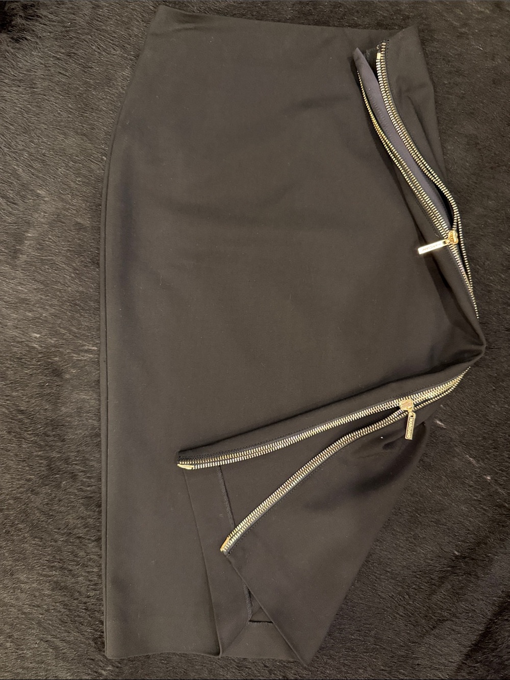 Marciano Black Pencil Skirt with Gold Zipper Detail on the side